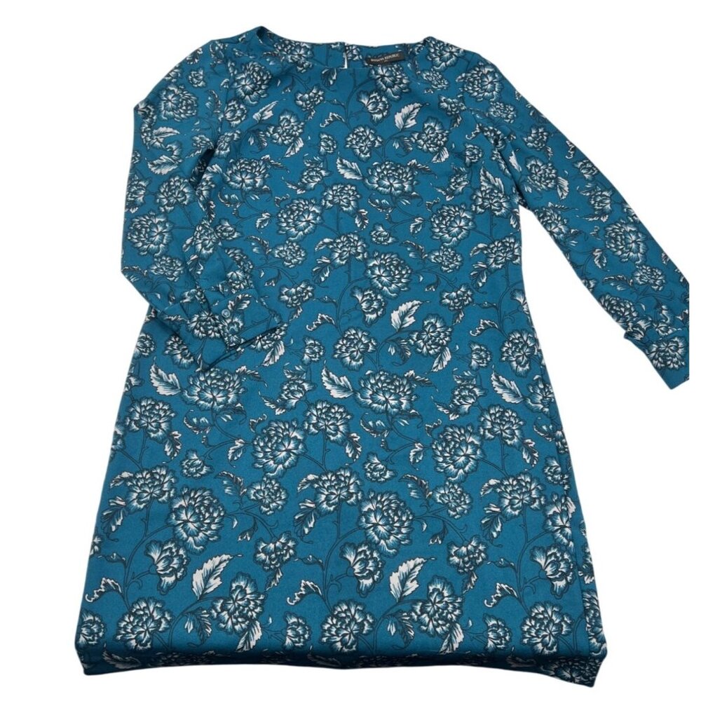 Banana Republic Womens Floral Long-Sleeve Teal Dress Size 4